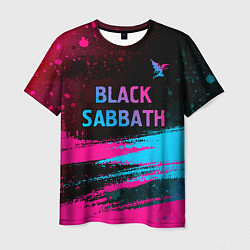 Мужская футболка Black Sabbath - neon gradient: символ сверху