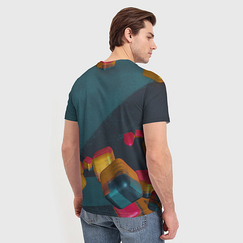 Мужская футболка Множество абстрактных кубиков / 3D-принт – фото 4