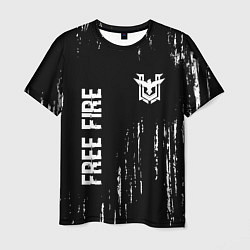 Мужская футболка Free Fire glitch на темном фоне: надпись, символ