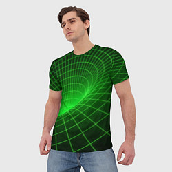 Футболка мужская Зелёная неоновая чёрная дыра, цвет: 3D-принт — фото 2