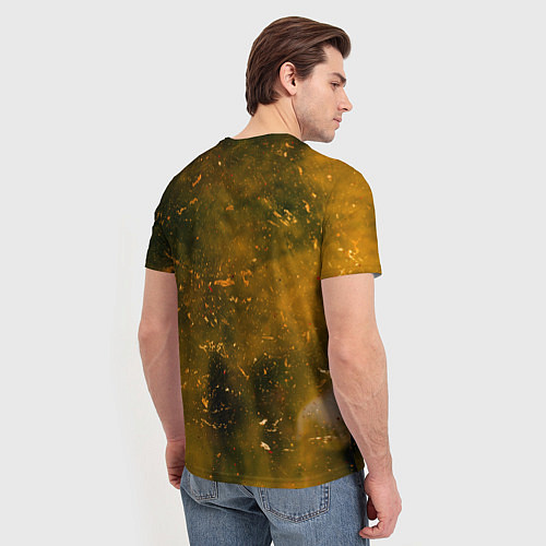 Мужская футболка Чёрный туман и золотые краски / 3D-принт – фото 4