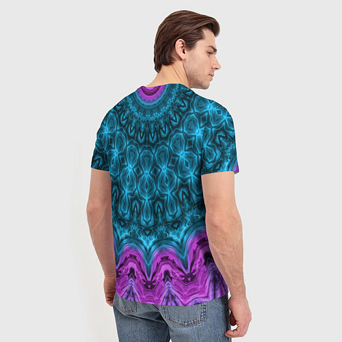 Мужская футболка Малиново-синий орнамент калейдоскоп / 3D-принт – фото 4