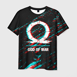 Мужская футболка God of War в стиле glitch и баги графики на темном