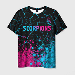 Мужская футболка Scorpions - neon gradient: символ сверху