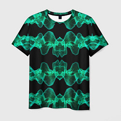 Мужская футболка Зелёные абстрактные полосы фракталов