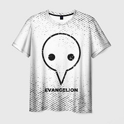 Мужская футболка Evangelion с потертостями на светлом фоне