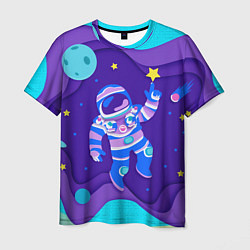 Мужская футболка Космонавт в космосе - рисунок