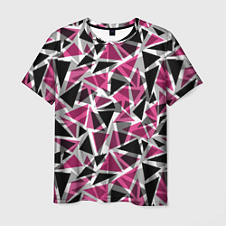 Мужская футболка Геометрический абстрактный узор в вишнево серых и