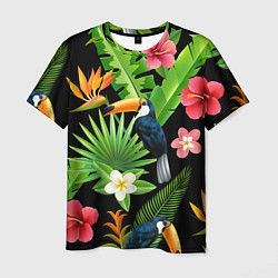Мужская футболка Тропический паттерн с туканом