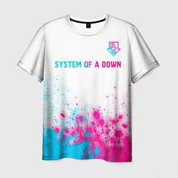 Футболка мужская System of a Down neon gradient style: символ сверх, цвет: 3D-принт