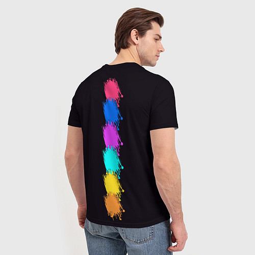 Мужская футболка Нейросеть - девушка киборг в неоновом свечении / 3D-принт – фото 4