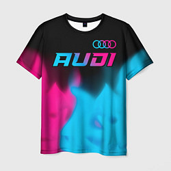 Мужская футболка Audi - neon gradient: символ сверху