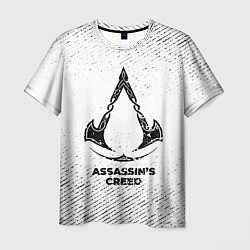 Мужская футболка Assassins Creed с потертостями на светлом фоне