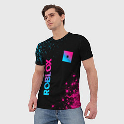 Футболка мужская Roblox - neon gradient: надпись, символ, цвет: 3D-принт — фото 2