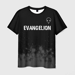 Мужская футболка Evangelion glitch на темном фоне: символ сверху