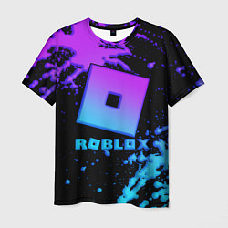 Мужская футболка Roblox logo neon gradient
