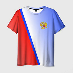 Мужская футболка Россия полосы с гербом