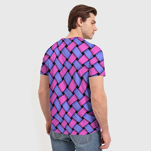 Мужская футболка Фиолетово-сиреневая плетёнка - оптическая иллюзия / 3D-принт – фото 4