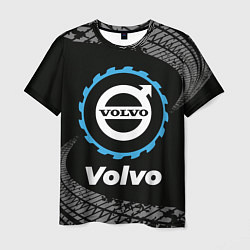 Мужская футболка Volvo в стиле Top Gear со следами шин на фоне