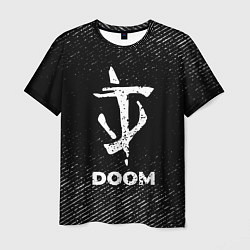 Мужская футболка Doom с потертостями на темном фоне