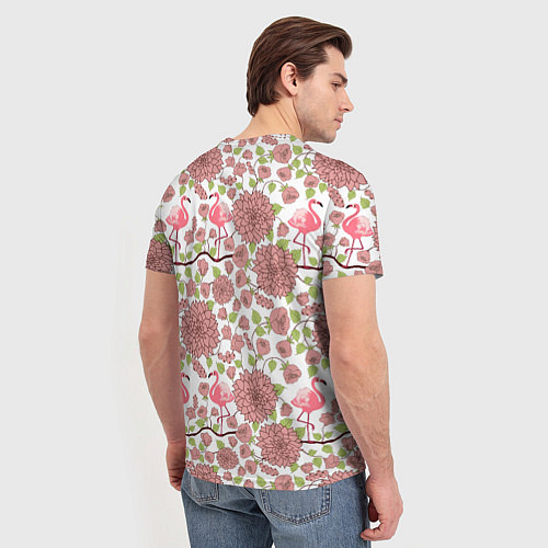 Мужская футболка Фламинго и лотосы / 3D-принт – фото 4