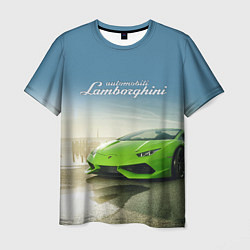 Мужская футболка Ламборджини на берегу океана