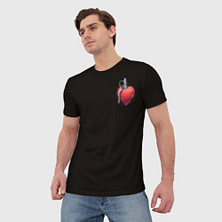 Футболка мужская Сердце - граната, цвет: 3D-принт — фото 2