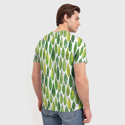 Мужская футболка Акварельные листья / 3D-принт – фото 4