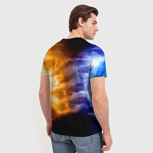 Мужская футболка Борьба двух стихий - лёд и пламя / 3D-принт – фото 4