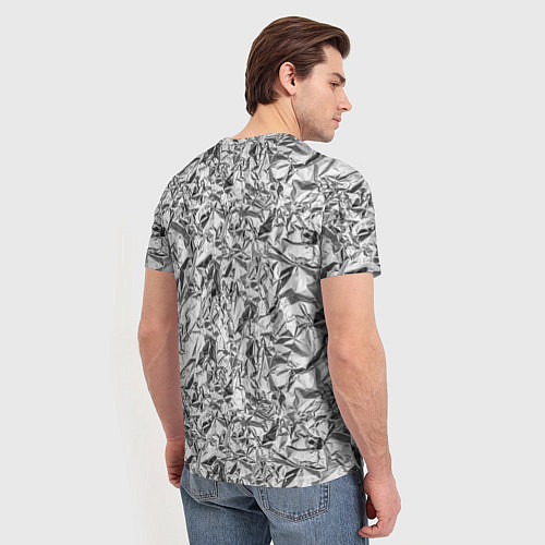 Мужская футболка Текстура мятой алюминиевой фольги / 3D-принт – фото 4