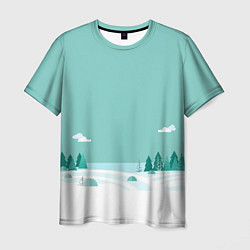Мужская футболка Бирюзовый зимний лес
