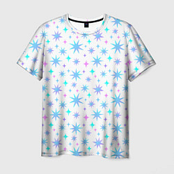 Мужская футболка Разноцветные звезды на белом фоне