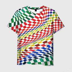 Футболка мужская Разноцветная оптическая иллюзия, цвет: 3D-принт