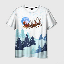 Мужская футболка Санта на оленях