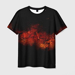 Мужская футболка Абстрактные взрывы в космосе и красные звёзды