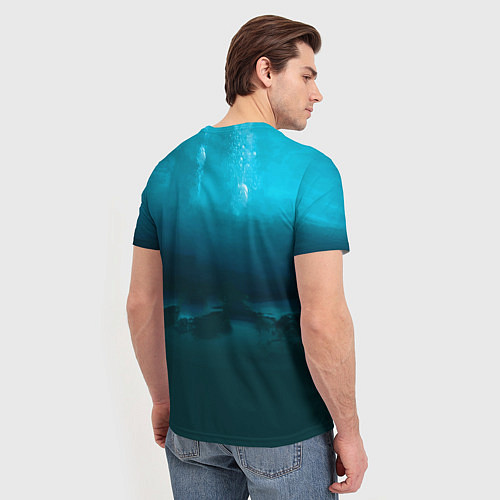 Мужская футболка Аквалангист-тракторист на дне океана / 3D-принт – фото 4