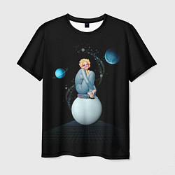 Мужская футболка Pinup женщина на Луне