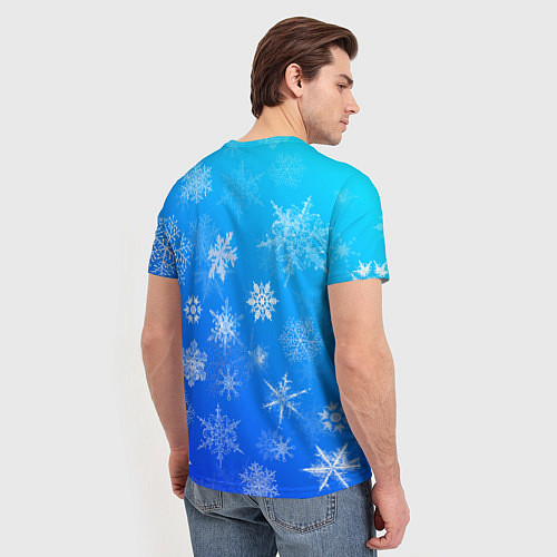 Мужская футболка Снежинки в небе / 3D-принт – фото 4