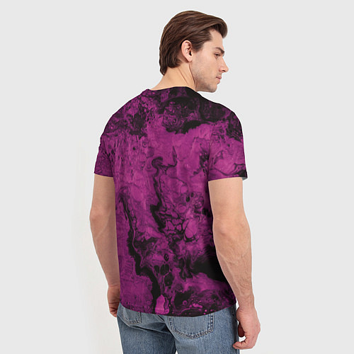 Мужская футболка Тёмно-розовые краски во тьме / 3D-принт – фото 4