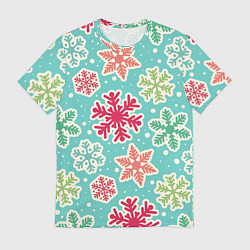 Футболка мужская Весёлые снежинки, цвет: 3D-принт