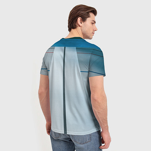 Мужская футболка Абстрактные линии и цветные пластины / 3D-принт – фото 4