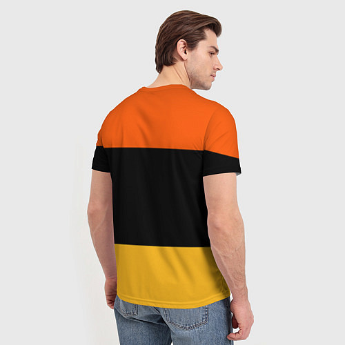 Мужская футболка Полосатый оранжевый с черной и белой полосой / 3D-принт – фото 4