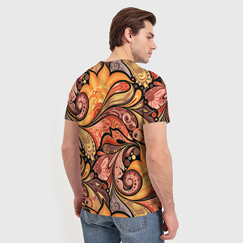 Мужская футболка Multicolored branching floral patterns / 3D-принт – фото 4