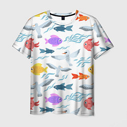 Футболка мужская Рыбки и чайки, цвет: 3D-принт