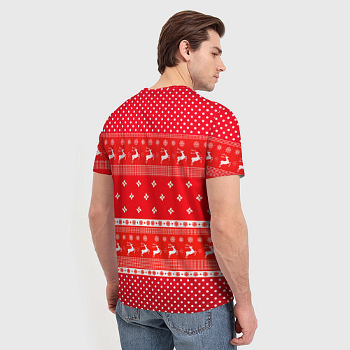 Мужская футболка Праздничный красный свитер / 3D-принт – фото 4