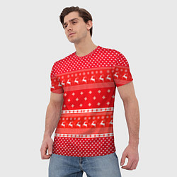 Футболка мужская Праздничный красный свитер, цвет: 3D-принт — фото 2