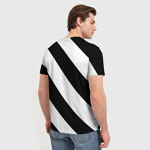 Мужская футболка Черно-белые полосы / 3D-принт – фото 4