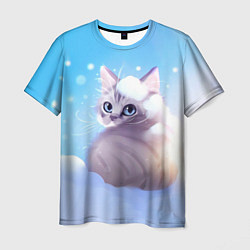 Мужская футболка Заснеженный котик