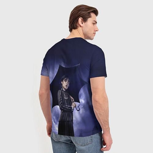 Мужская футболка Уэнсдэй Аддамс с зонтиком / 3D-принт – фото 4