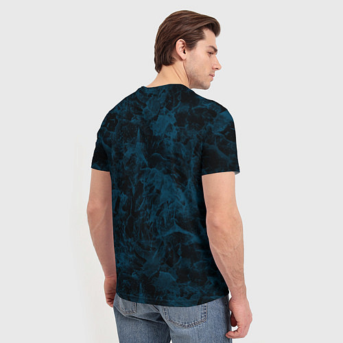 Мужская футболка Синий и черный мраморный узор / 3D-принт – фото 4
